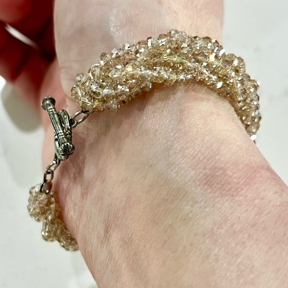 Vintage Aurora Borealis Crystal Multi-Strand Bracelet, Beautiful - Picture 6 of 8